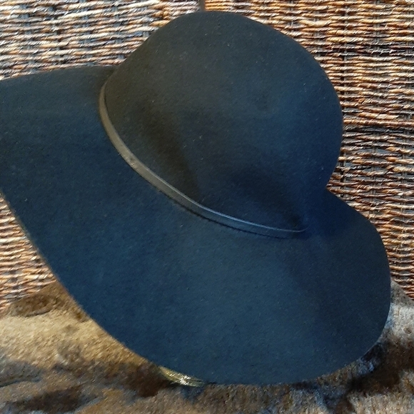 NWT Bohemian Wool Hat Wide Brim Adjustable Boho Western Cowboy Prairie Black - Picture 4 of 8